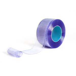 Roll of blue perforated strip curtain