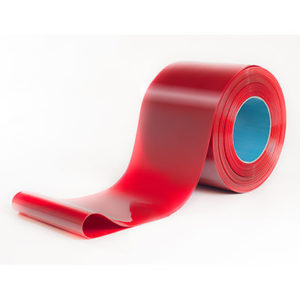 Strip of red welding curtain