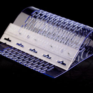 Blue polycarbonate perforated pvc strip curtain on hanger