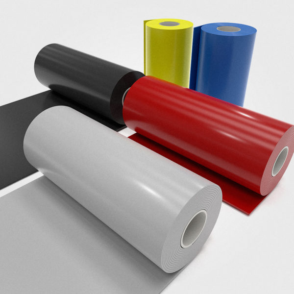 Rolls of coloured pvc