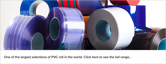 Rolls of plastic strip curtains