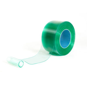 Clear green pvc strip curtain in a roll