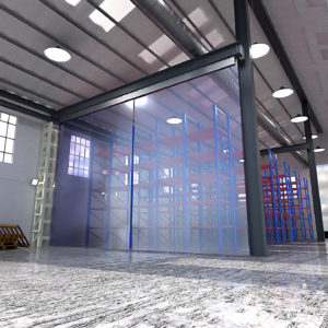 Interior view of a pvc curtain room partition