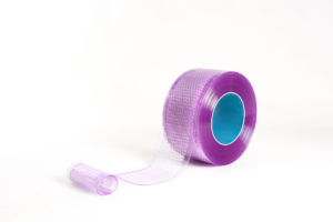 Roll of clear purple antimicrobial PVC strip curtain