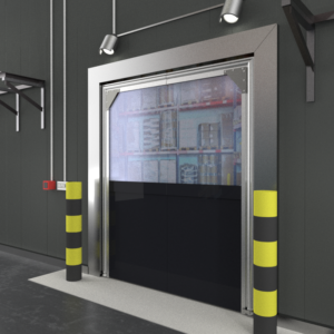 Interior view of a double panel crash door