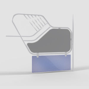 Horse box divider in grey and blue