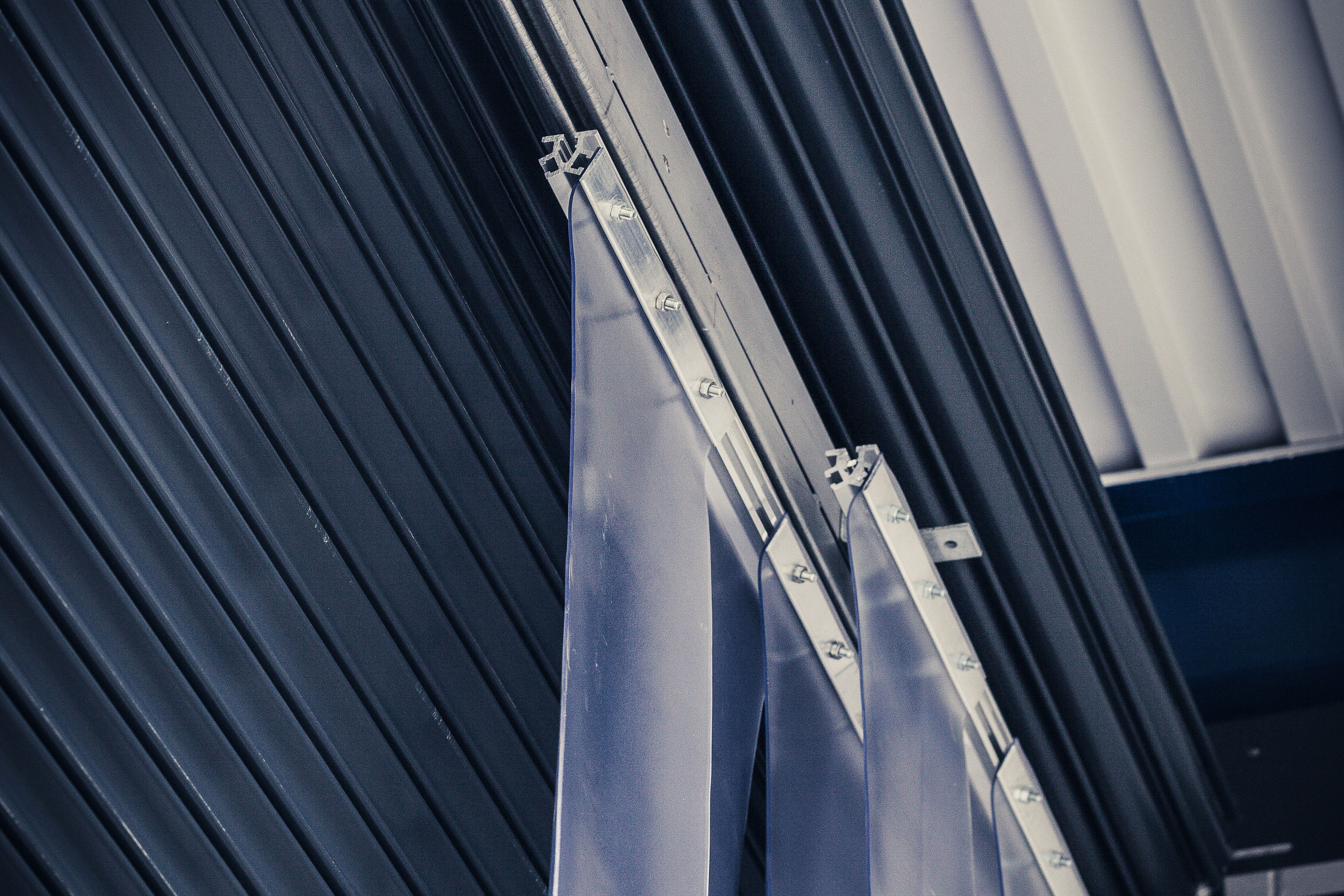Close up view of clear plastic pvc strip curtain