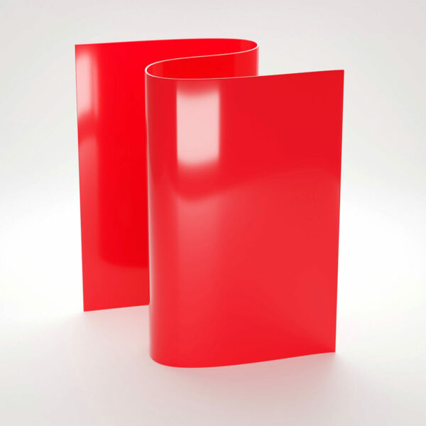 Strip of opaque red pvc curtain
