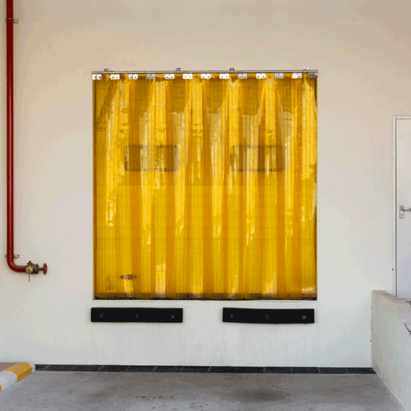 How do I keep a work place with an open door warm? Plastic Strip Curtain